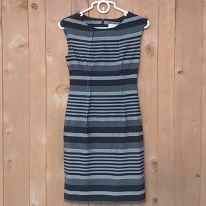Grey and black stripped Calvin Klein work dress
